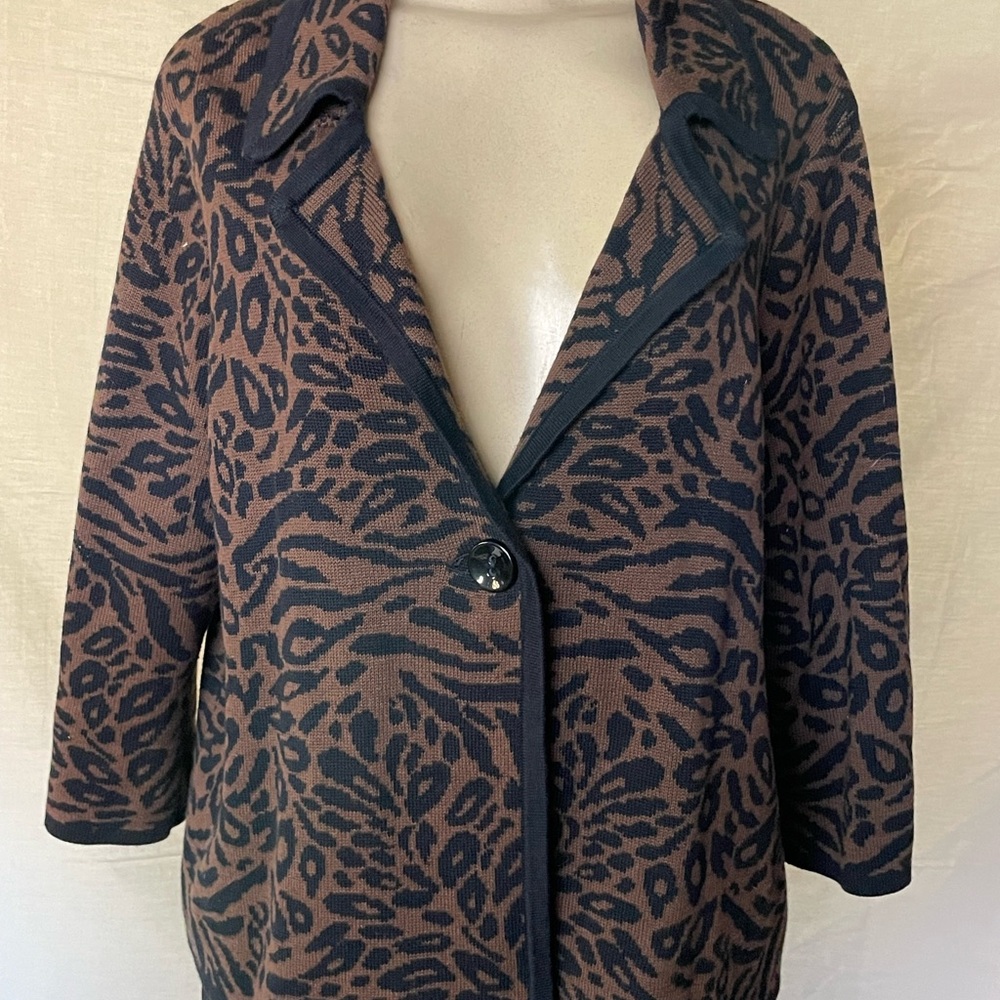 Josephine Chaus Animal Print Blazer in Brown and Black